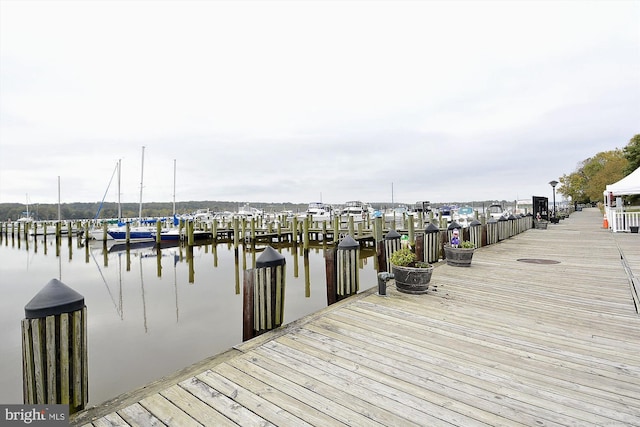 view of dock featuring a water view