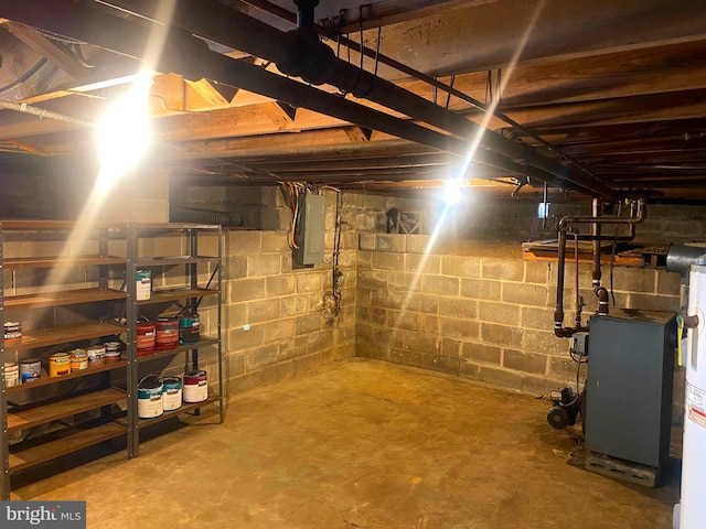 basement featuring electric panel