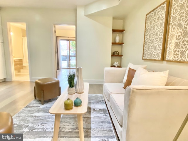 living room with hardwood / wood-style flooring