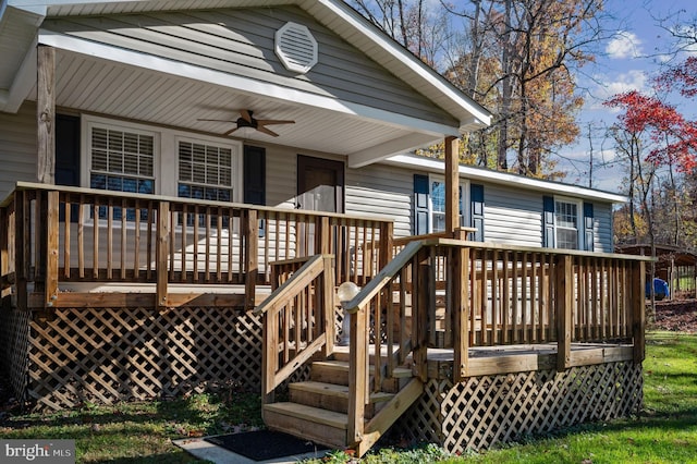 deck featuring ceiling fan