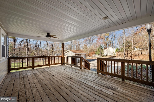 deck featuring ceiling fan