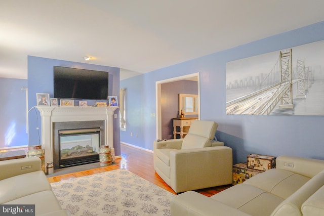 living room with light hardwood / wood-style flooring