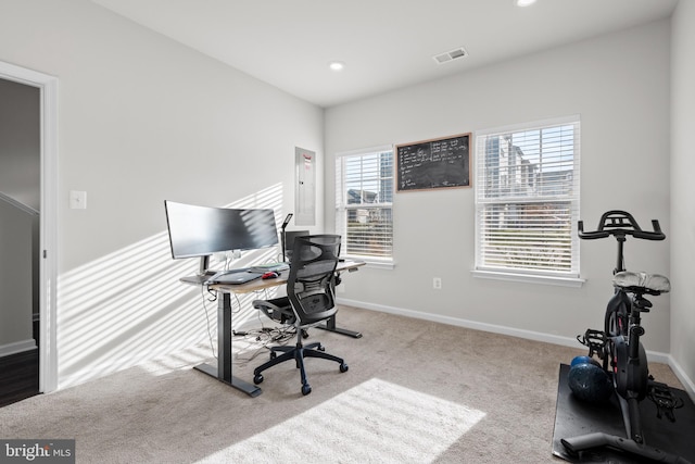 8510 Randell Ridge Rd, Frederick, MD 21704 - office area with baseboards, carpet, and recessed lighting
