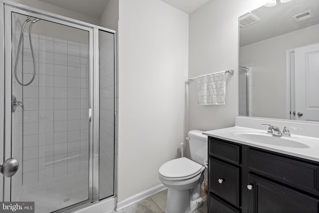 8510 Randell Ridge Rd, Frederick, MD 21704 - full bathroom with a stall shower, toilet, tile patterned flooring, and vanity