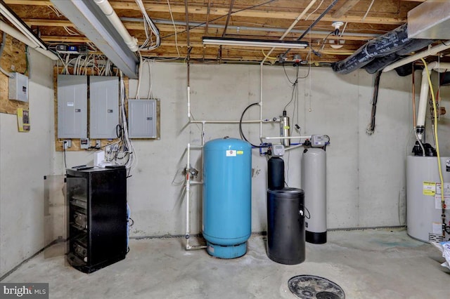 utilities featuring gas water heater and electric panel