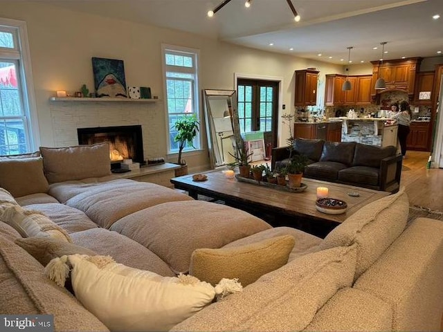 living room featuring hardwood / wood-style flooring