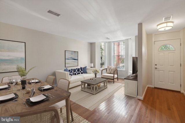 living room with wood-type flooring