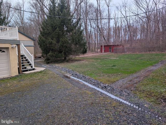 view of yard with stairway