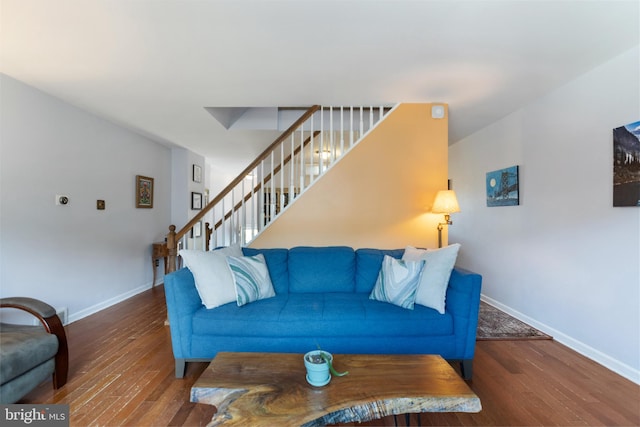 living room with hardwood / wood-style flooring