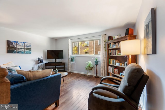 living room with hardwood / wood-style floors