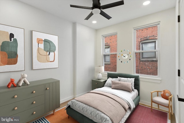 bedroom featuring ceiling fan