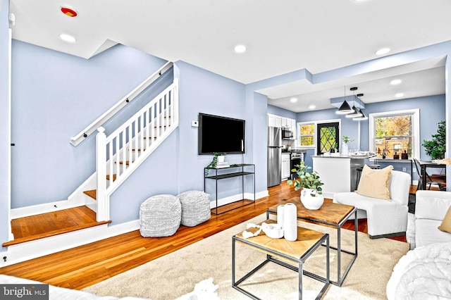 living room featuring light hardwood / wood-style flooring