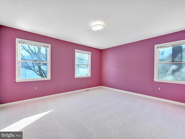 empty room with plenty of natural light and carpet flooring