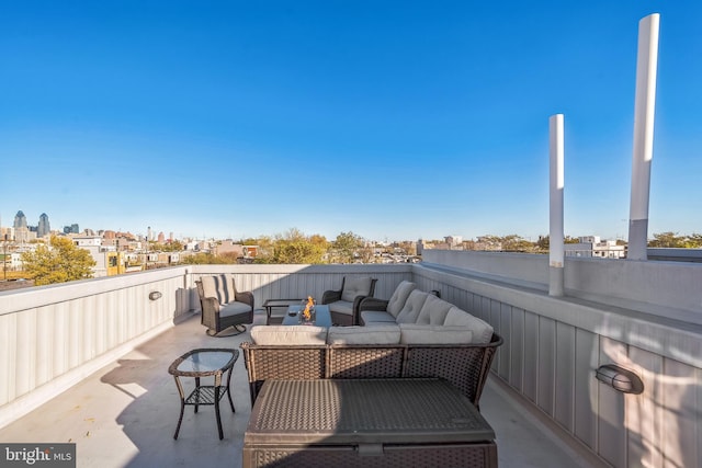 view of patio / terrace featuring a balcony and an outdoor hangout area