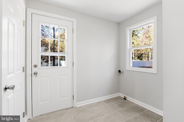 entryway featuring healthy amount of natural light and baseboards