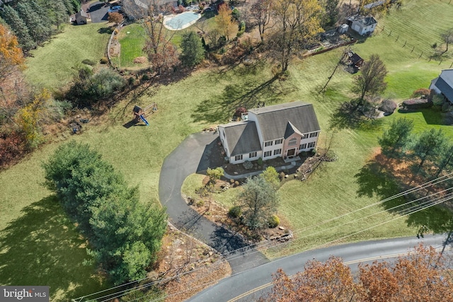 drone / aerial view featuring a rural view