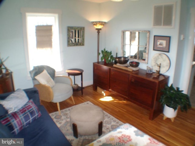 home office featuring hardwood / wood-style flooring