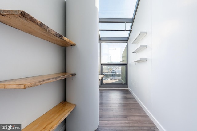 hall featuring dark hardwood / wood-style floors