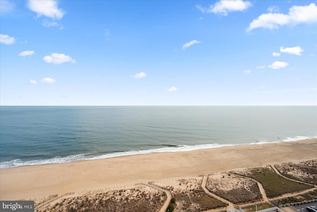 view of water feature with a view of the beach