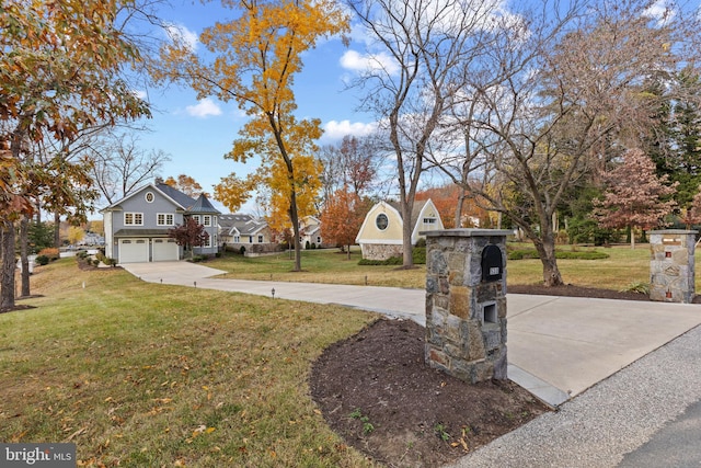 view of yard featuring a garage