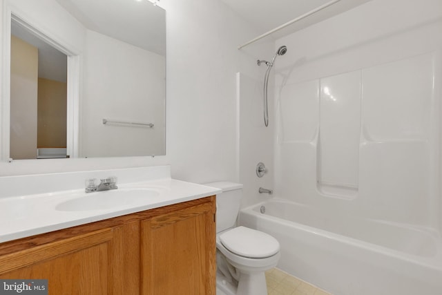 full bathroom with vanity, toilet, and shower / tub combination