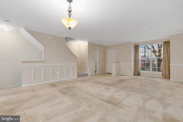 interior space featuring light colored carpet