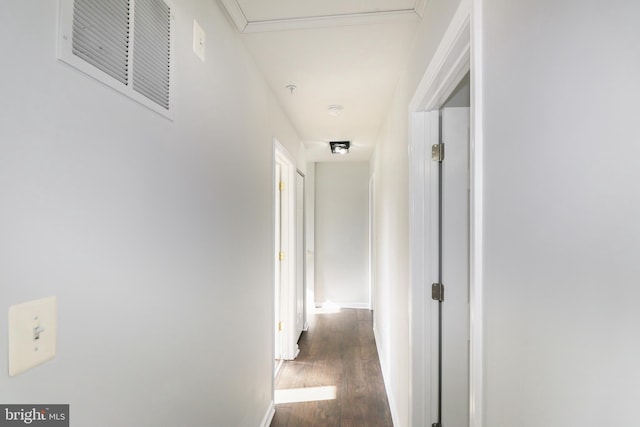 hallway featuring dark hardwood / wood-style floors