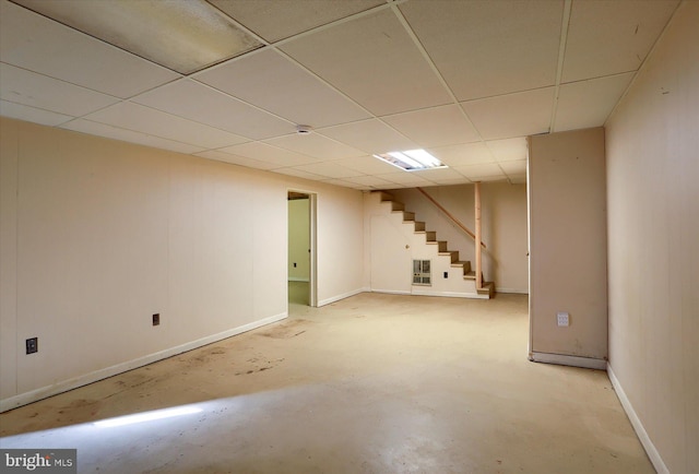 basement with a drop ceiling