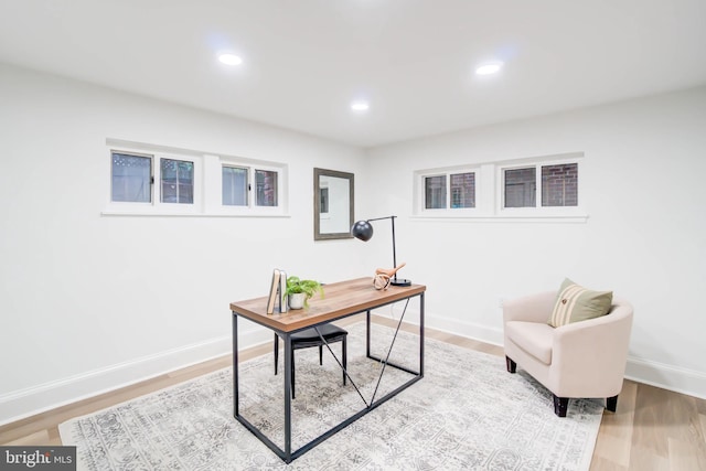 home office featuring light wood-type flooring