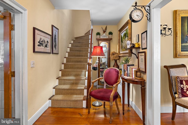 1324 River Rd, New Hope, PA 18938 - stairs with wood finished floors and baseboards