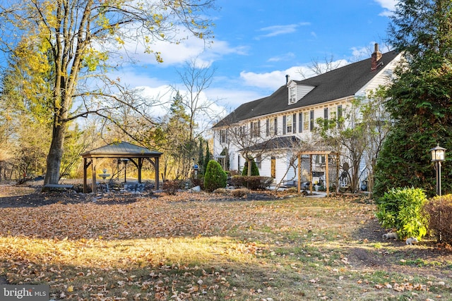 exterior space with a gazebo