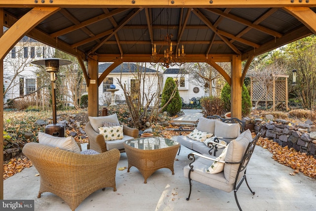 view of patio with a gazebo and an outdoor living space