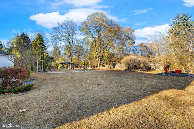 view of yard with a gazebo