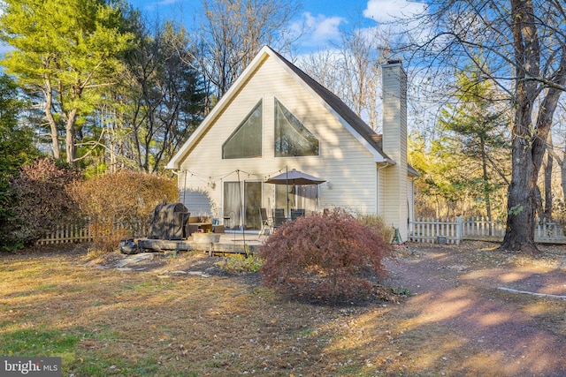 1324 River Rd, New Hope, PA 18938 - back of house featuring a chimney and a wooden deck