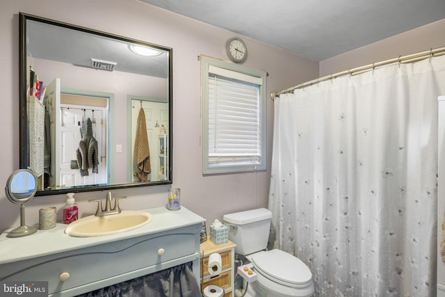 1324 River Rd, New Hope, PA 18938 - bathroom featuring vanity, toilet, and curtained shower
