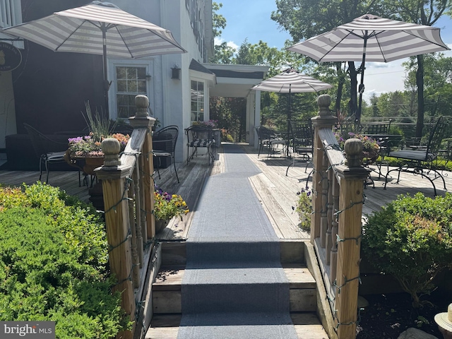 1324 River Rd, New Hope, PA 18938 - wooden terrace featuring outdoor dining area