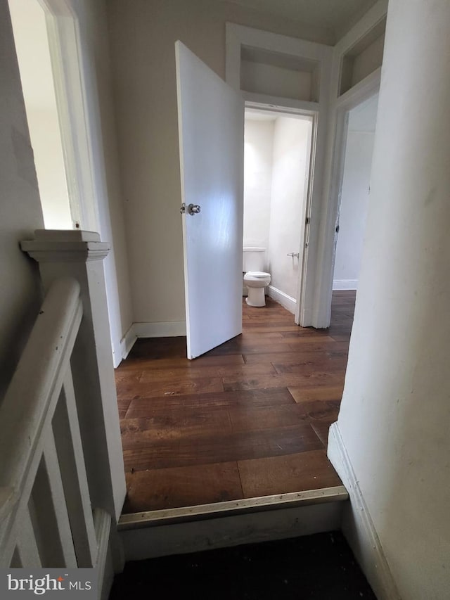 hallway featuring dark hardwood / wood-style floors