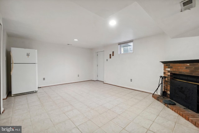 unfurnished living room featuring a fireplace