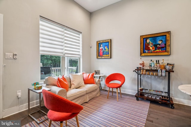 living room with hardwood / wood-style floors