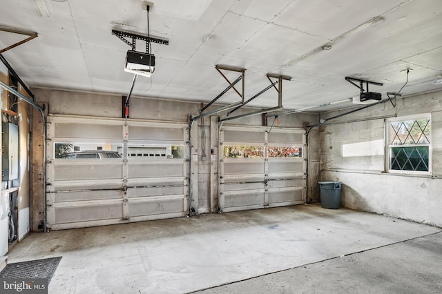 garage with a garage door opener