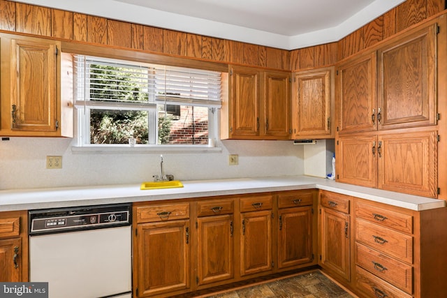 kitchen with white dishwasher