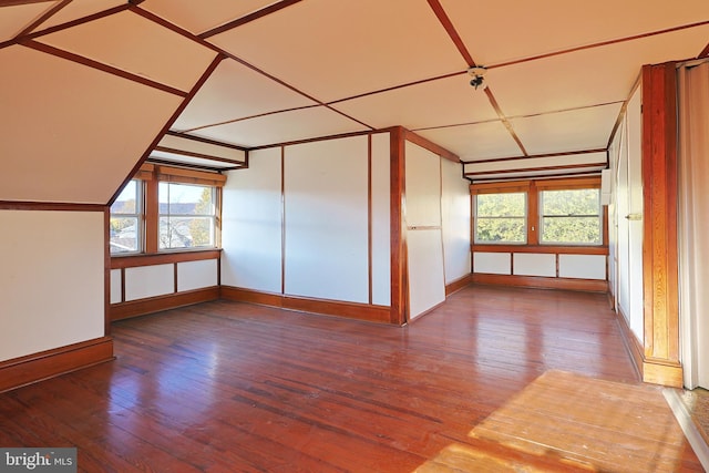 additional living space with hardwood / wood-style floors and a healthy amount of sunlight