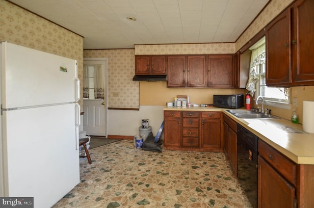 kitchen with black appliances and sink