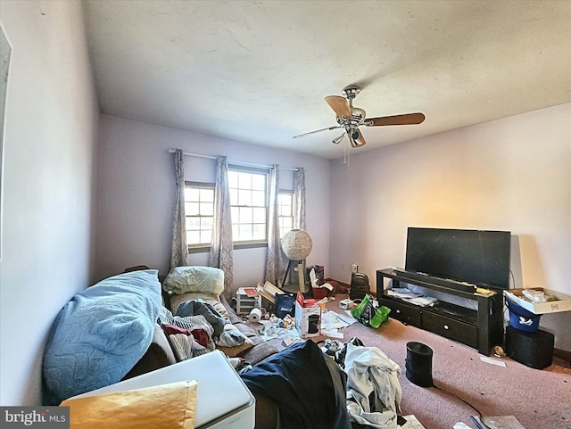 living room featuring ceiling fan