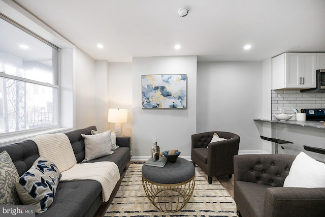 living room featuring light hardwood / wood-style floors