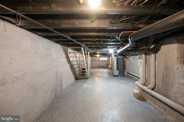 basement with heating unit