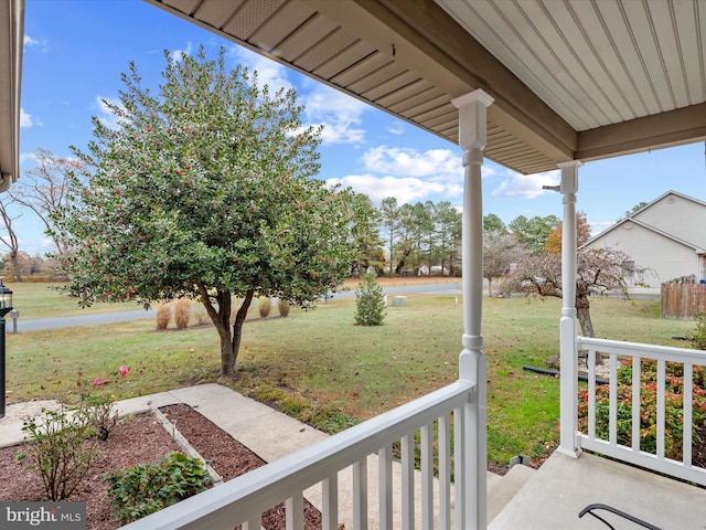 view of yard featuring a porch