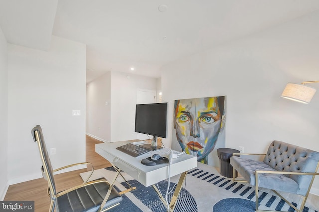 office space featuring light hardwood / wood-style floors