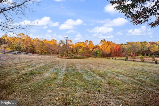 view of yard with a rural view