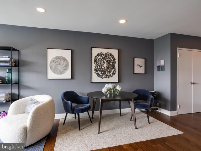 interior space with dark hardwood / wood-style flooring